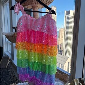 Colorful Sequin Layered Dress